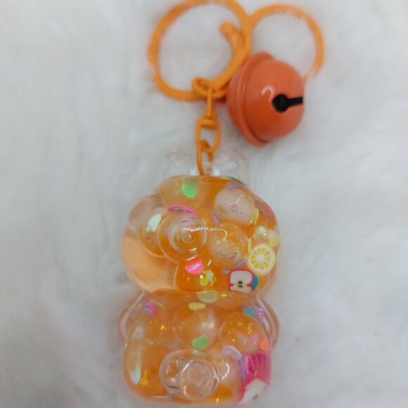 2/$19 Labubu Flowing Sand Exquisite orange keychain with bell - Picture 2 of 8